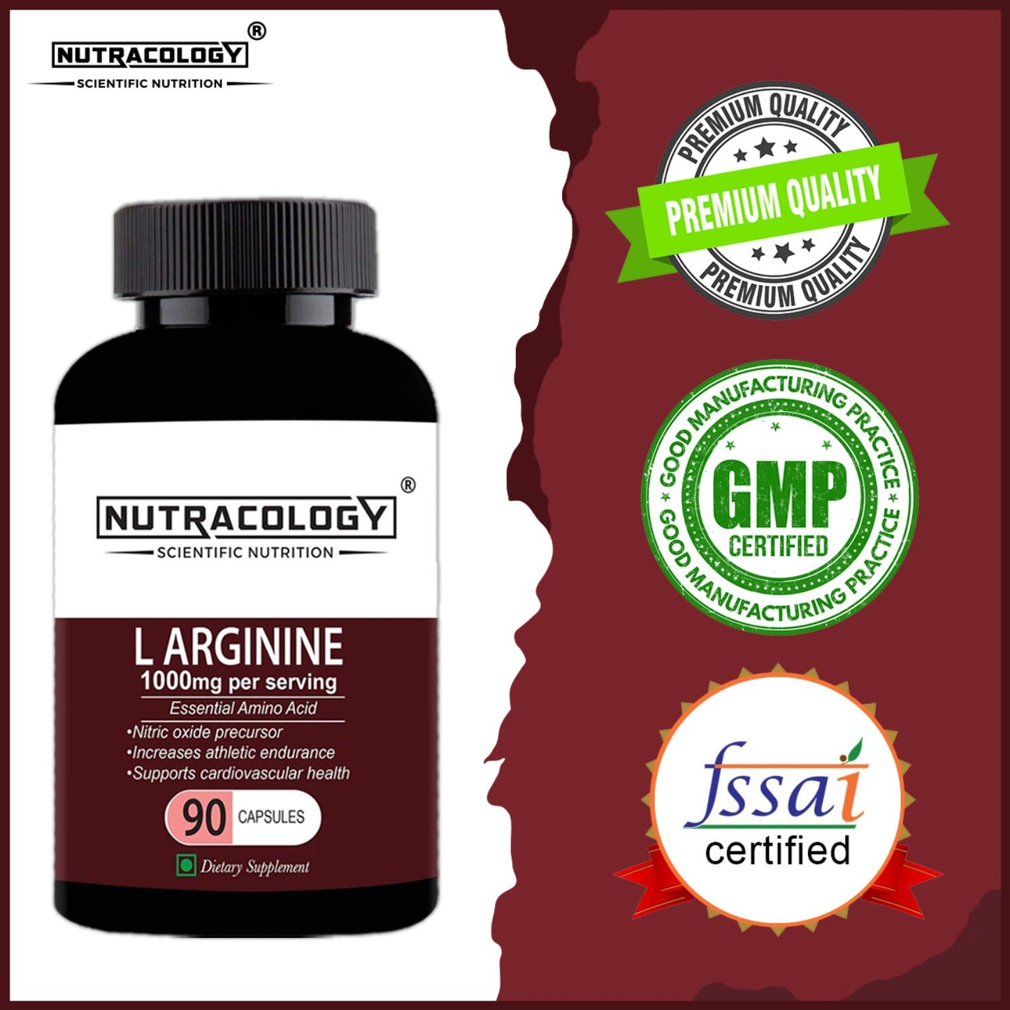 
                  
                    Nutracology L Arginine 1000mg Nitric Oxider Booster For Muscle Gain & Strength (90 Capsules)
                  
                