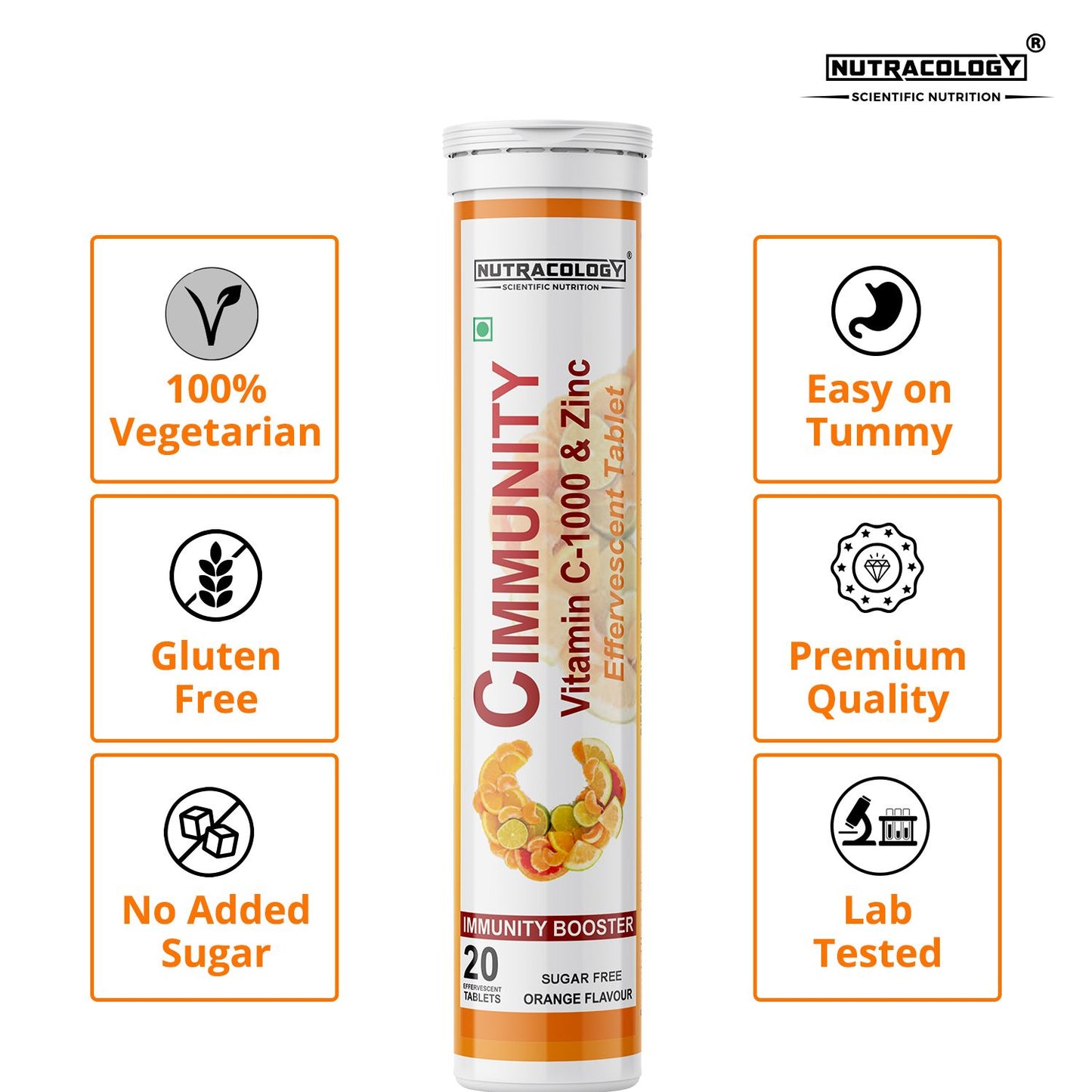 
                  
                    Nutracology Cimmunity Vitamin C 1000mg Effervescent Tablet for Glowing Skin, Immunity Booster - 20 Tablets (Orange Flavour)
                  
                