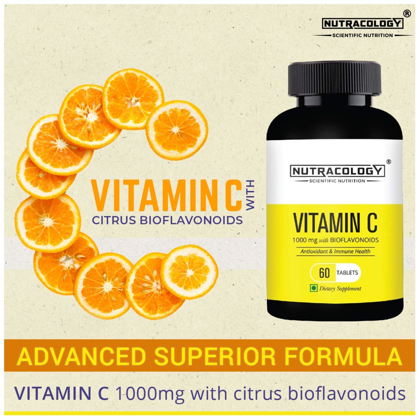 
                  
                    Nutracology Vitamin C 1000mg with Citrus Bioflavonoids for Immunity & Glowing Skin (60 Tablets)
                  
                