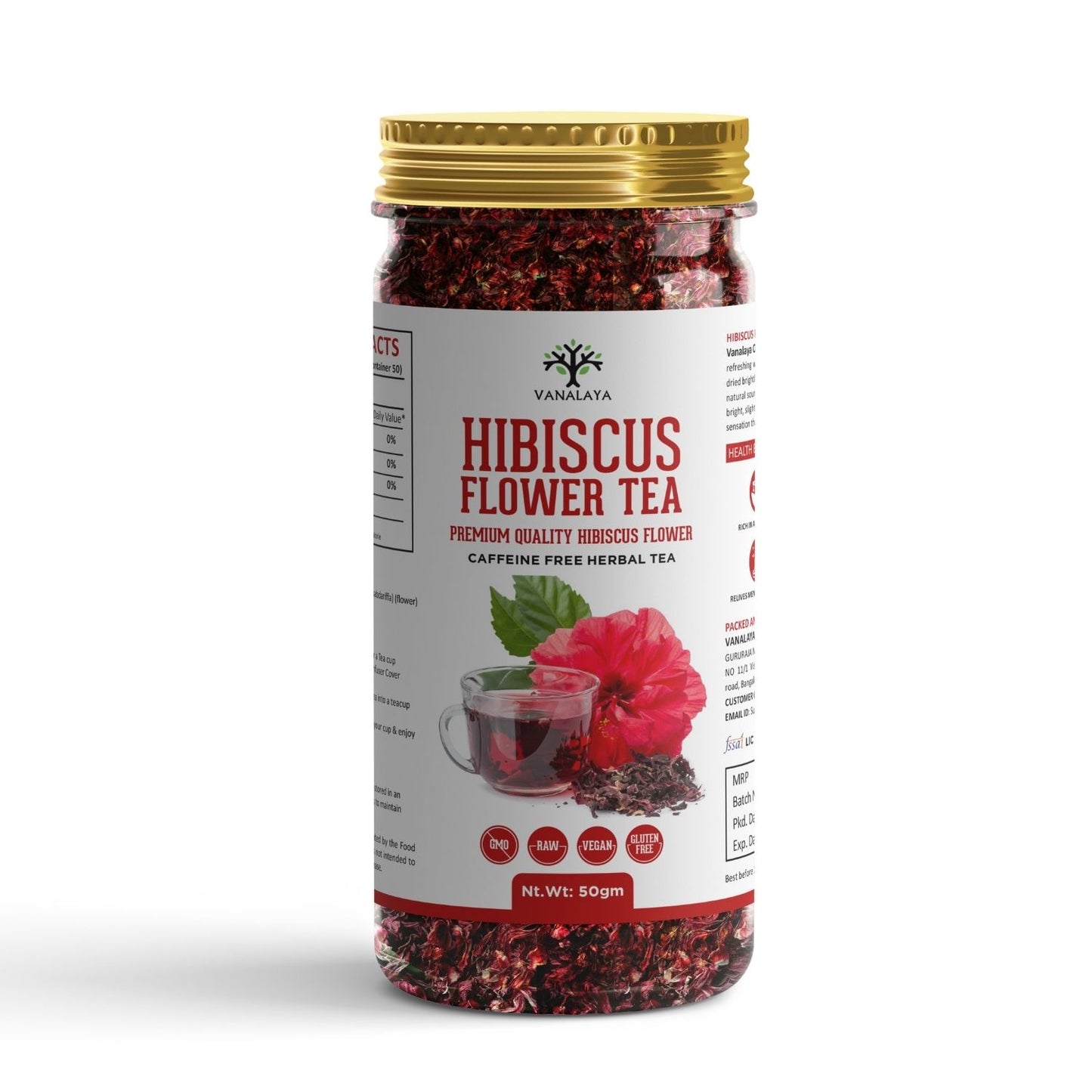 
                  
                    Vanalaya Organic Hibiscus Flower Tea from Sun Dried Hibiscus Petals - 50g
                  
                