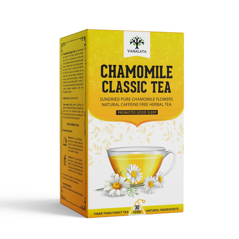 Vanalaya Organic Chamomile Herbal Tea Bags (30 Pyramid Tea Bags)