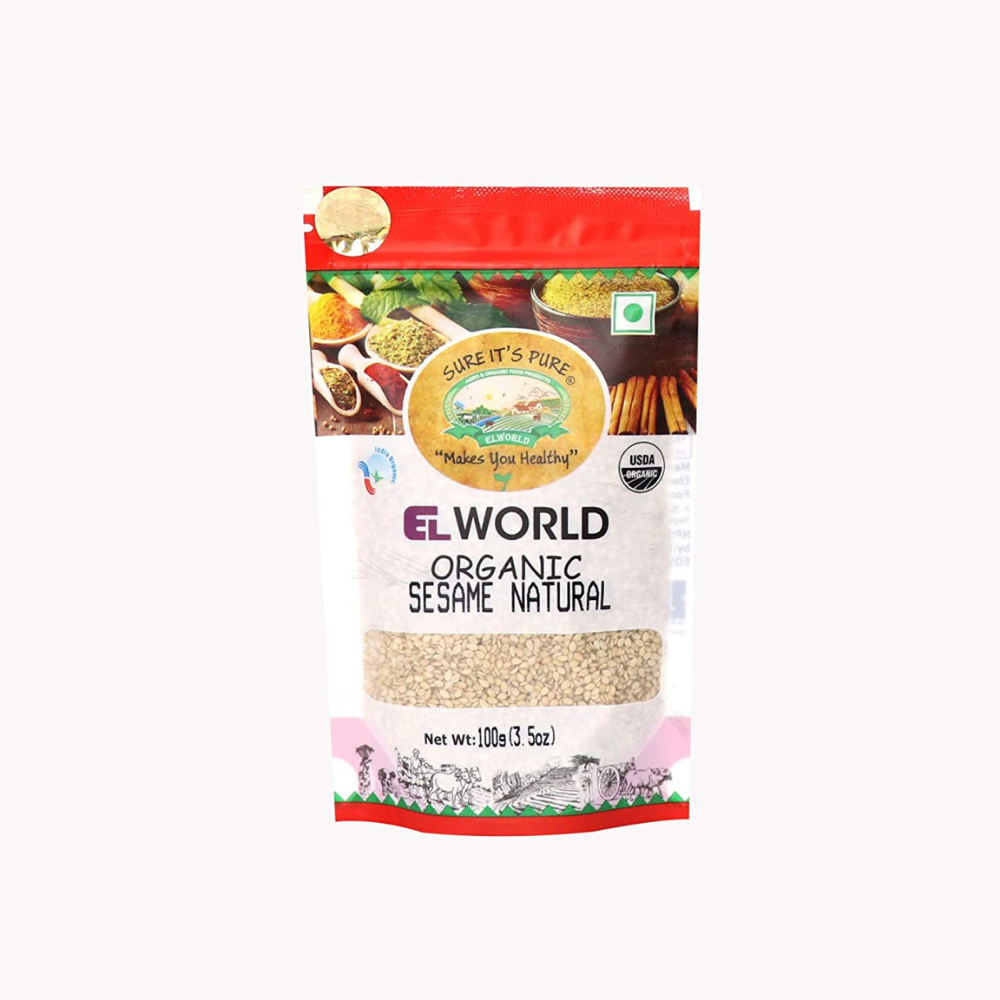 Elworld Organic White Til/Sesame Seeds 100g (Pack of 10)