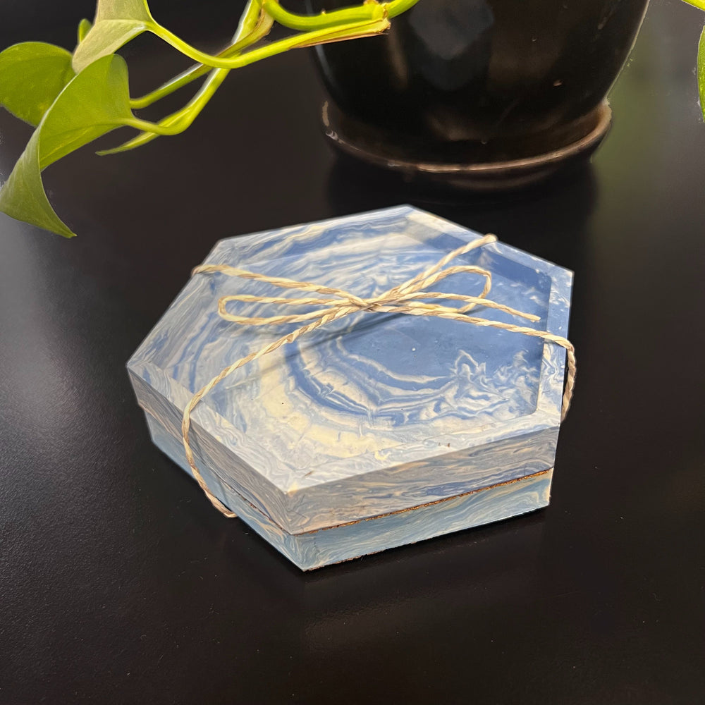 Eco-Resin Marble Coaster (Set of 2) - Hexagon