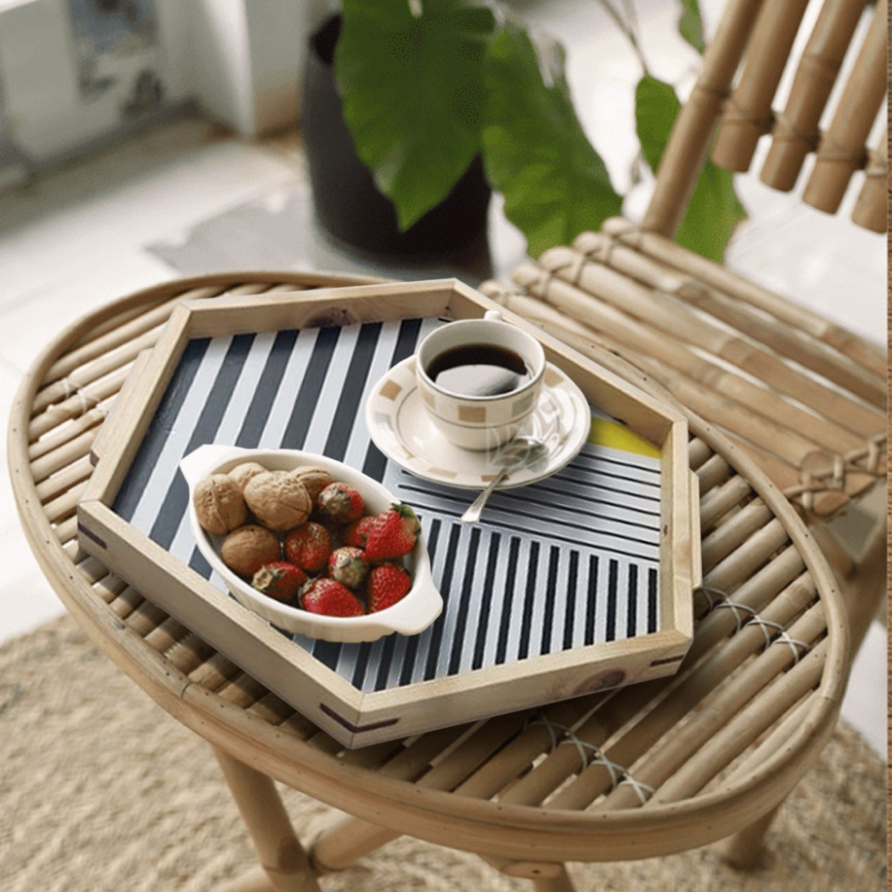 Modern Hexagon Wooden Tray