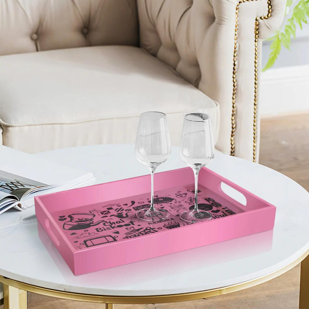 Wooden Serving Tray Pink