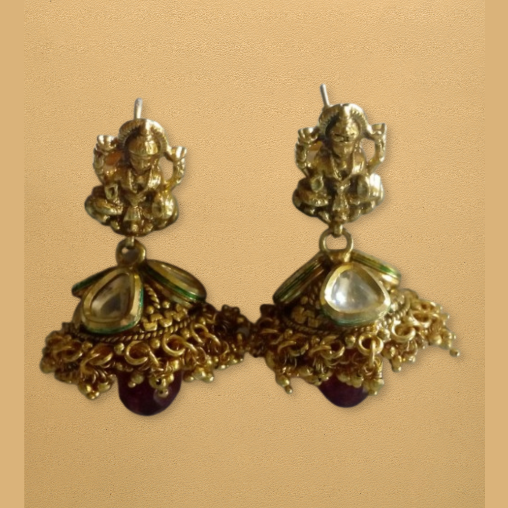 Ethnic Temple Lakshmi Jhumki Earrings