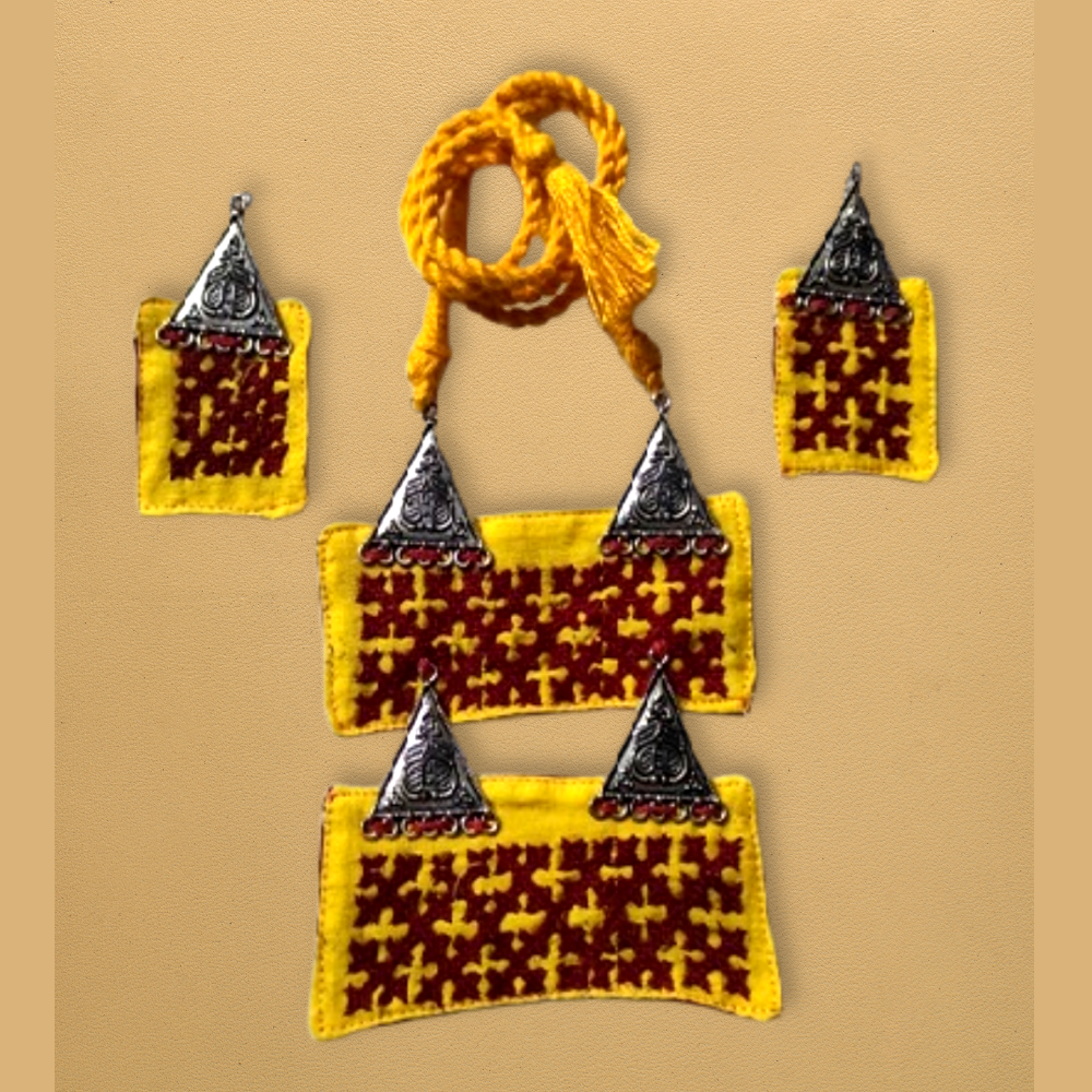 Ethnic Yellow Fabric Choker Set