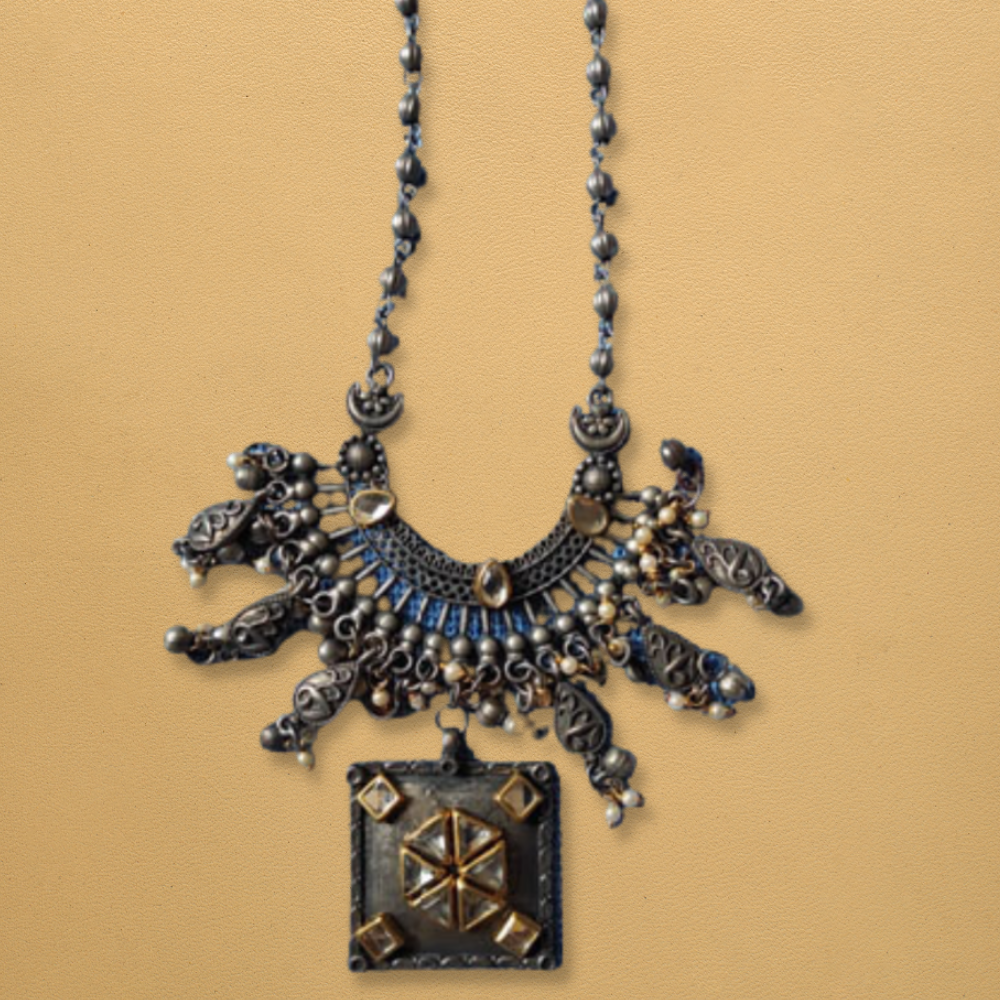 Ethnic Metal Jadav Long Necklace