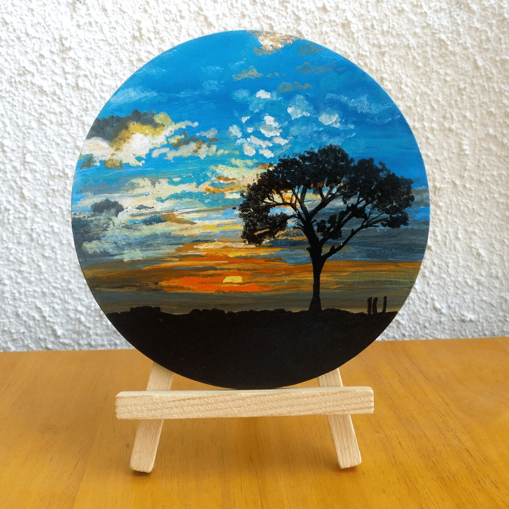 Handmade Coaster Painting with Stand