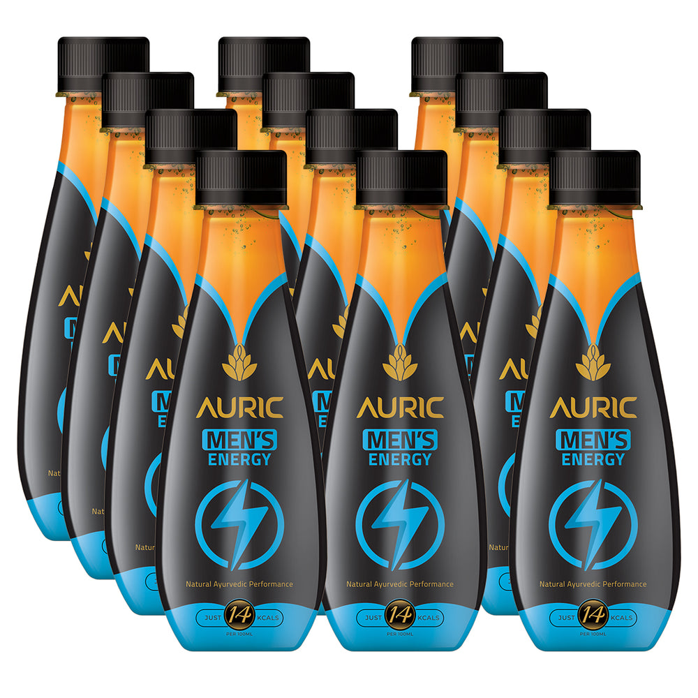 Auric Men's Energy Drink in Coconut Water (Pack of 12 Bottles)