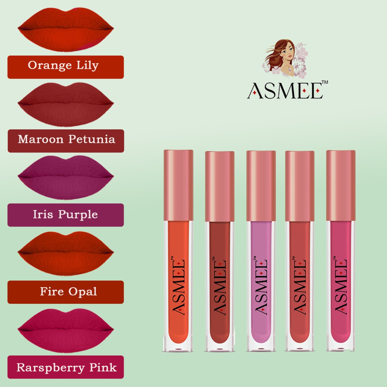 
                  
                    Asmee Liquid Lipstick Combo (Pack of 5)
                  
                
