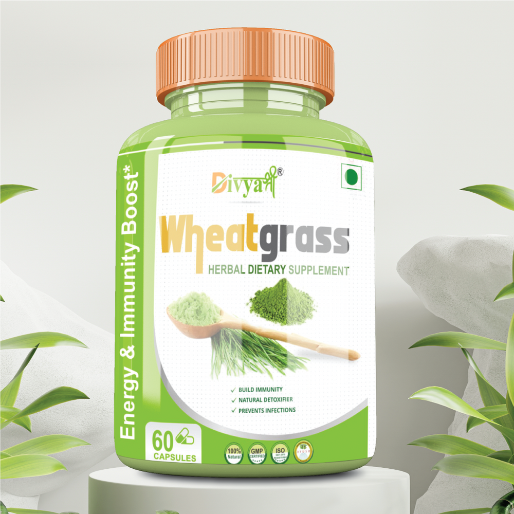 Divya Shree Wheatgrass Capsules Natural Supplements (60 Capsules)