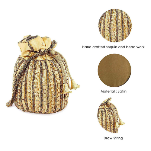 
                  
                    Women's Stylish Golden Potli Bag
                  
                
