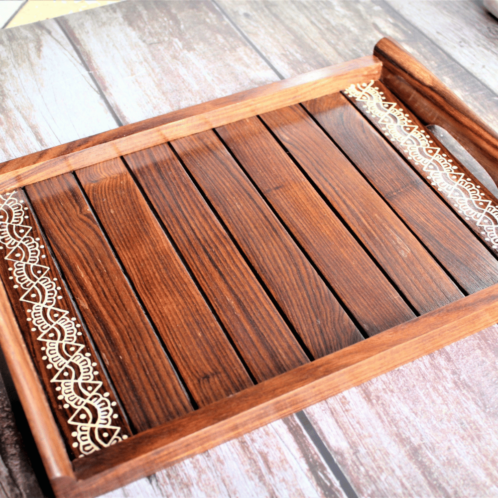 
                  
                    Handcrafted and Hand-Painted Sheesham Wood Serving Tray
                  
                
